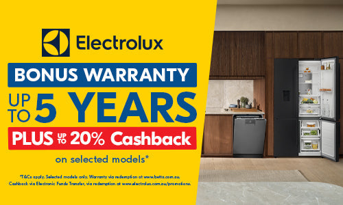 Up to 20% Cashback + Bonus Warranty on Select Electrolux Models