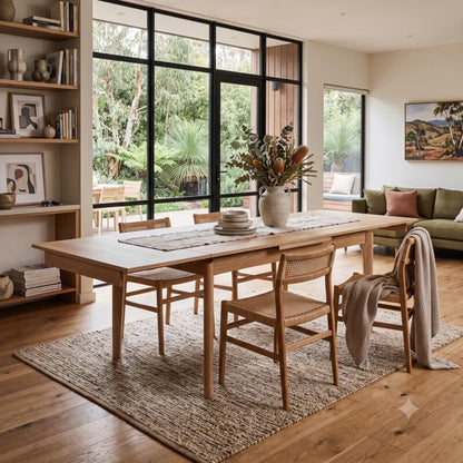 Evolve 150-250cm Tasmanian Oak Extension Dining Table - Clear Lacquer