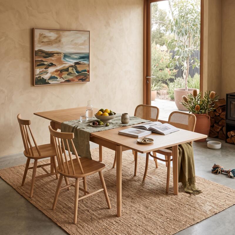 Evolve 150-250cm Tasmanian Oak Extension Dining Table - Clear Lacquer