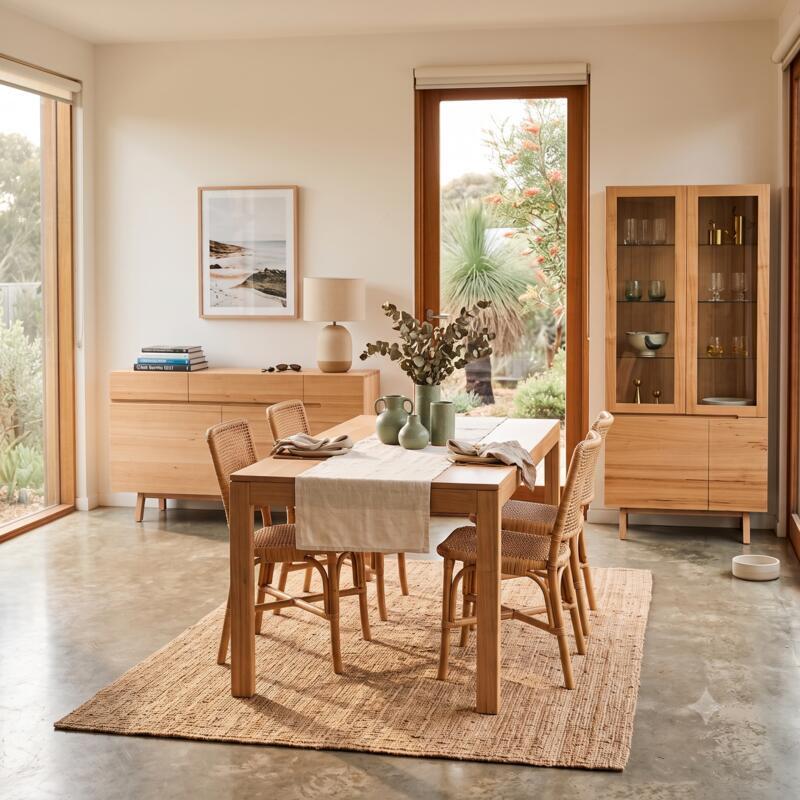 Evolve 210cm Tasmanian Oak Dining Table - Clear Lacquer