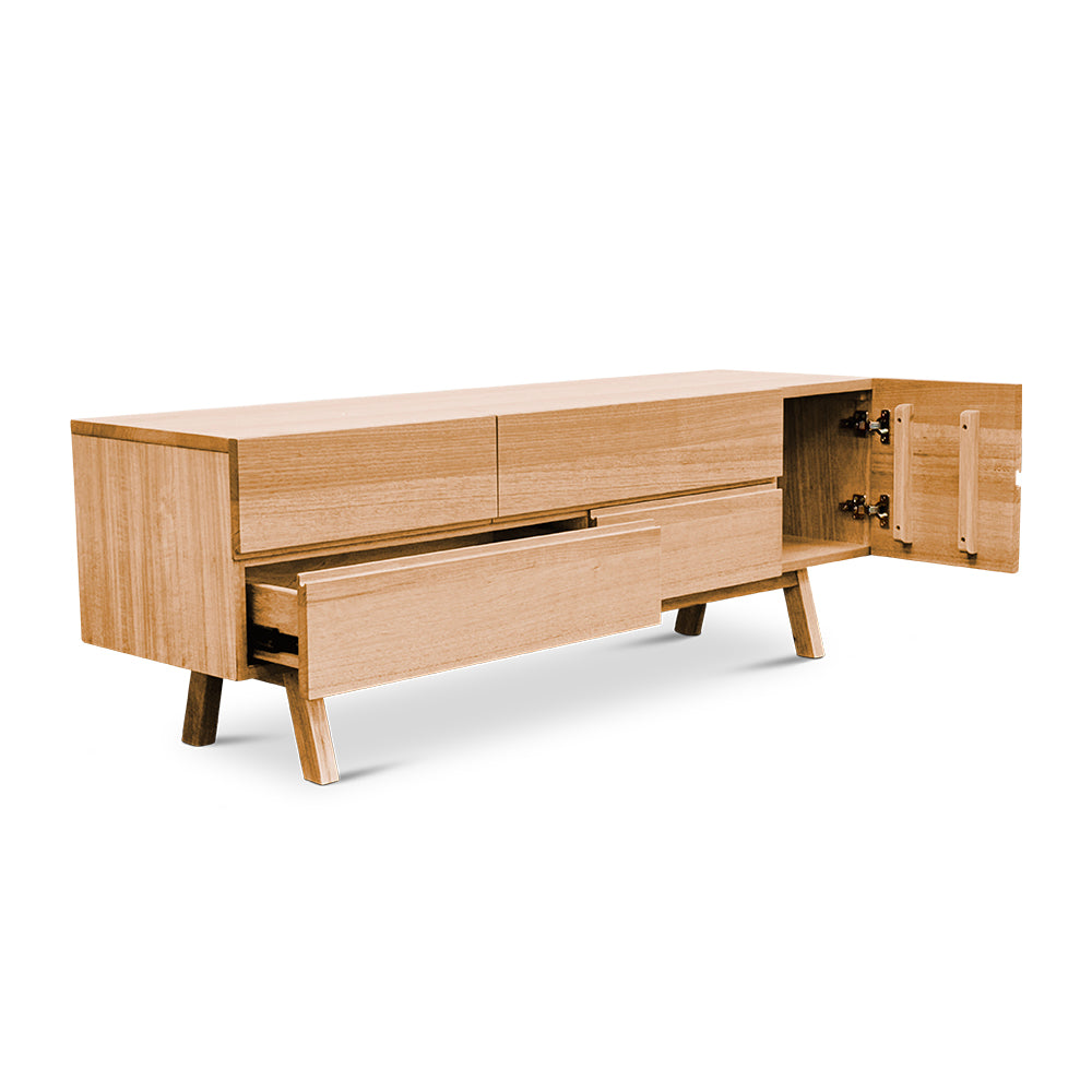 Evolve 200cm Tasmanian Oak Entertainment Unit - Clear Lacquer