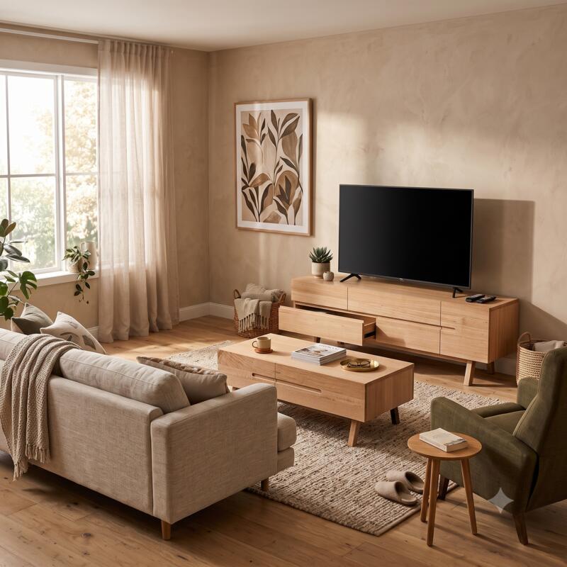 Evolve 200cm Tasmanian Oak Entertainment Unit - Clear Lacquer