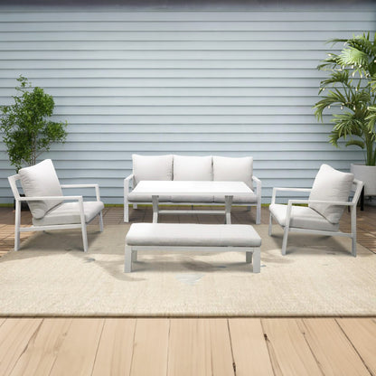 Afron 5 Piece Outdoor Lounge Setting - Off-White