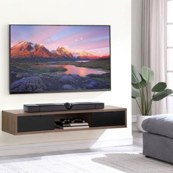 Air 1500mm Wall Mount Entertainment Unit - Dark Oak/Black