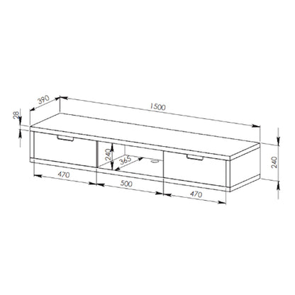 Air 1500mm Wall Mount Entertainment Unit - Dark Oak/Black