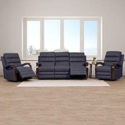 Alamo 3 Seater Fabric Recliner - Navy