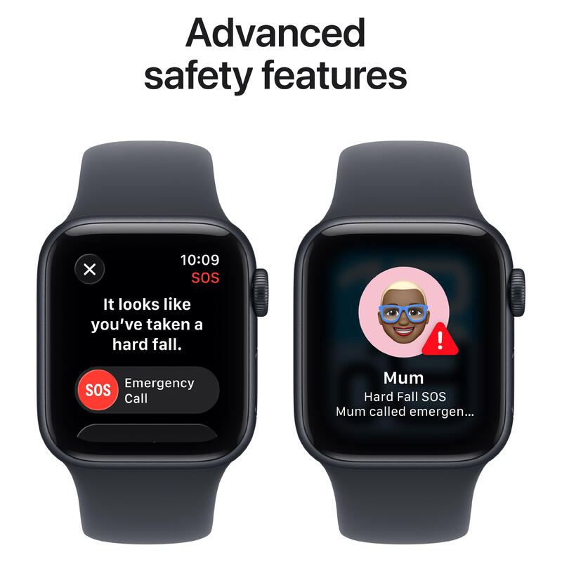 Apple Watch SE 3 (2025) - 40mm, GPS, Bluetooth, Small-Medium Band - Midnight Aluminium Case with Midnight Sport Band