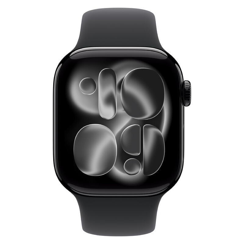 Apple Watch Series 11 (2025) - 42mm, GPS, Bluetooth, Small-Medium Band - Jet Black Aluminium Case with Black Sport Band