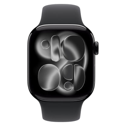 Apple Watch Series 11 (2025) - 42mm, GPS, Bluetooth, Small-Medium Band - Jet Black Aluminium Case with Black Sport Band