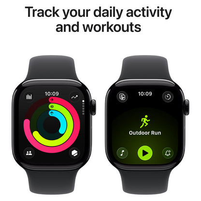 Apple Watch Series 11 (2025) - 42mm, GPS, Bluetooth, Small-Medium Band - Jet Black Aluminium Case with Black Sport Band