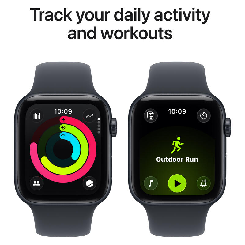 Apple Watch SE 3 (2025) - 44mm, GPS, Bluetooth, Medium-Large Band - Midnight Aluminium Case with Midnight Sport Band