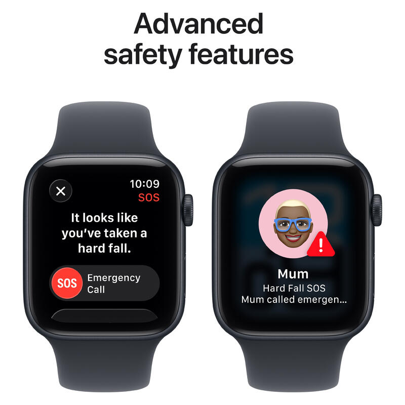 Apple Watch SE 3 (2025) - 44mm, GPS, Bluetooth, Medium-Large Band - Midnight Aluminium Case with Midnight Sport Band