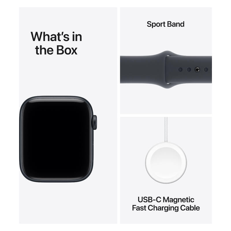 Apple Watch SE 3 (2025) - 44mm, GPS, Bluetooth, Medium-Large Band - Midnight Aluminium Case with Midnight Sport Band
