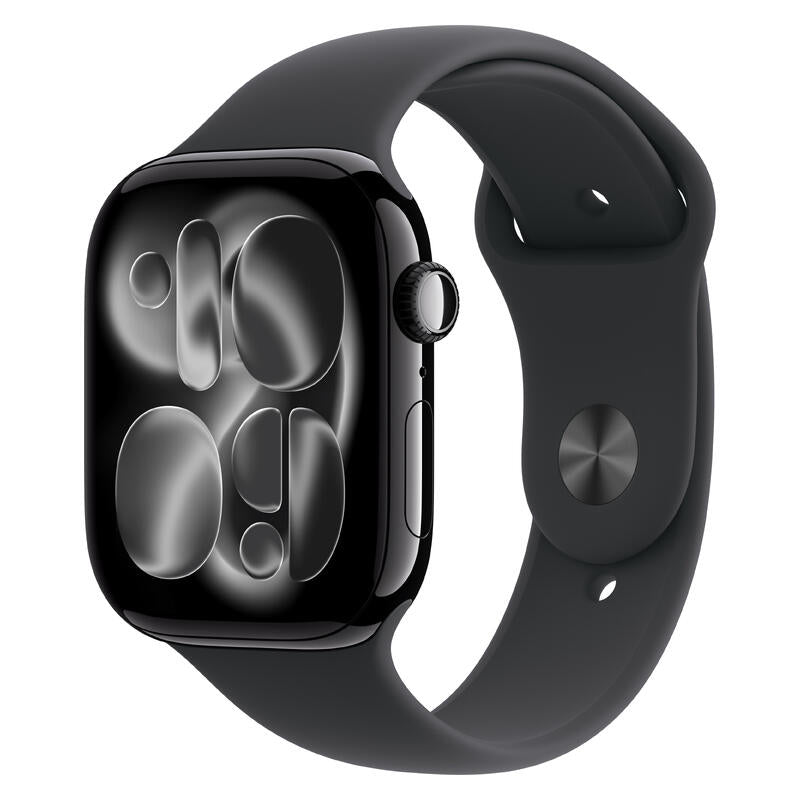 Apple Watch Series 11 (2025) - 46mm, GPS, Bluetooth, Medium-Large Band - Jet Black Aluminium Case with Black Sport Band