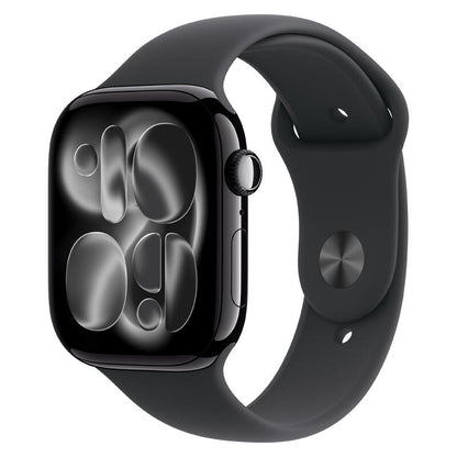 Apple Watch Series 11 (2025) - 46mm, GPS, Bluetooth, Medium-Large Band - Jet Black Aluminium Case with Black Sport Band