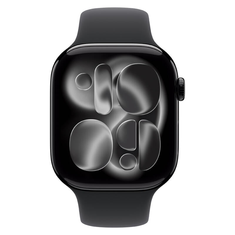 Apple Watch Series 11 (2025) - 46mm, GPS, Bluetooth, Medium-Large Band - Jet Black Aluminium Case with Black Sport Band