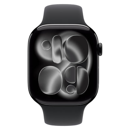 Apple Watch Series 11 (2025) - 46mm, GPS, Bluetooth, Medium-Large Band - Jet Black Aluminium Case with Black Sport Band