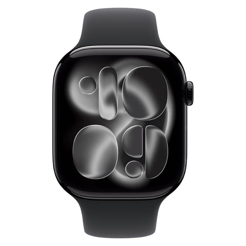 Apple Watch Series 11 (2025) - 46mm, GPS, Bluetooth, Medium-Large Band - Jet Black Aluminium Case with Black Sport Band