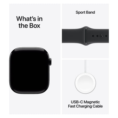 Apple Watch Series 11 (2025) - 46mm, GPS, Bluetooth, Medium-Large Band - Jet Black Aluminium Case with Black Sport Band