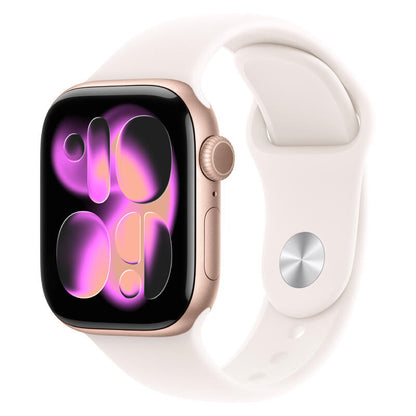 Apple Watch Series 11 (2025) - 42mm, GPS, Bluetooth, Small-Medium Band - Rose Gold Aluminium Case with Light Blush Sport Band
