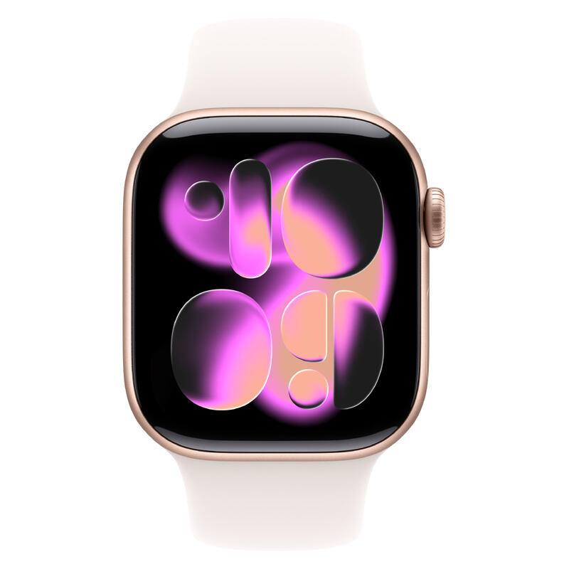 Apple Watch Series 11 (2025) - 42mm, GPS, Bluetooth, Small-Medium Band - Rose Gold Aluminium Case with Light Blush Sport Band