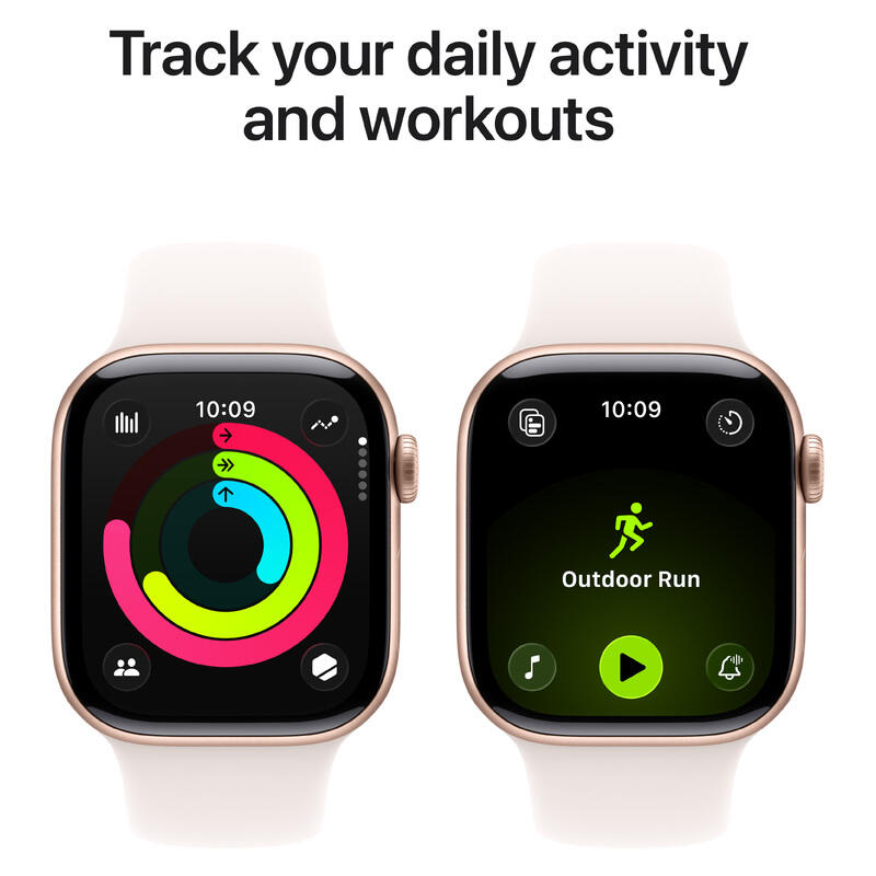 Apple Watch Series 11 (2025) - 42mm, GPS, Bluetooth, Small-Medium Band - Rose Gold Aluminium Case with Light Blush Sport Band