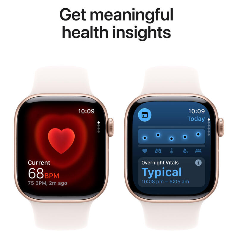 Apple Watch Series 11 (2025) - 42mm, GPS, Bluetooth, Small-Medium Band - Rose Gold Aluminium Case with Light Blush Sport Band