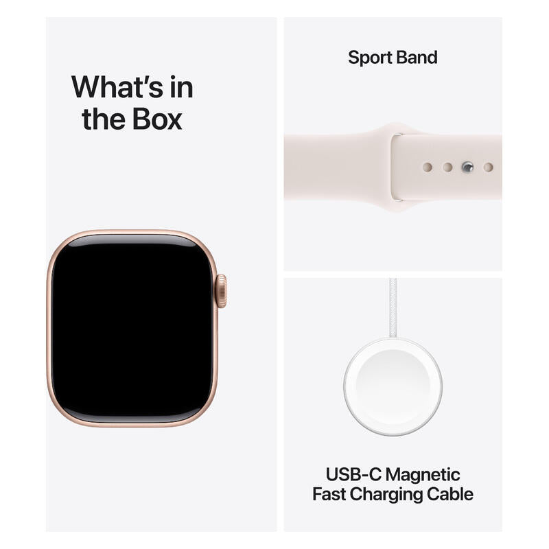 Apple Watch Series 11 (2025) - 42mm, GPS, Bluetooth, Small-Medium Band - Rose Gold Aluminium Case with Light Blush Sport Band