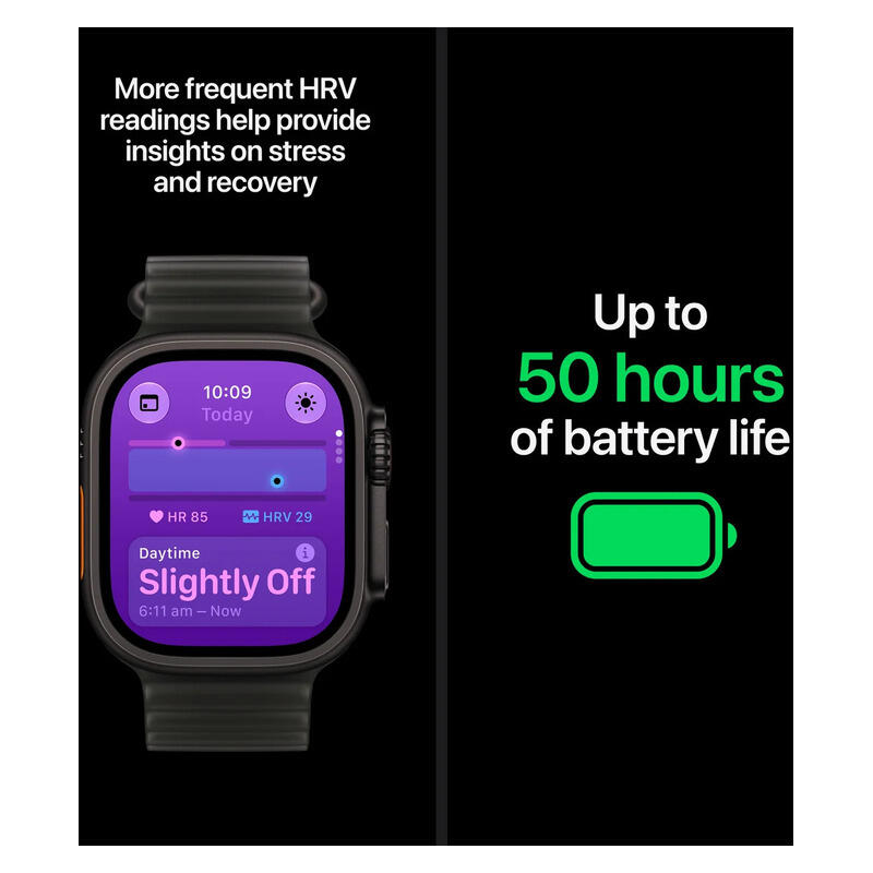 Apple Watch Ultra 4 GPS + Cellular 49mm Black Titanium Case with Translucent Black Ocean Band