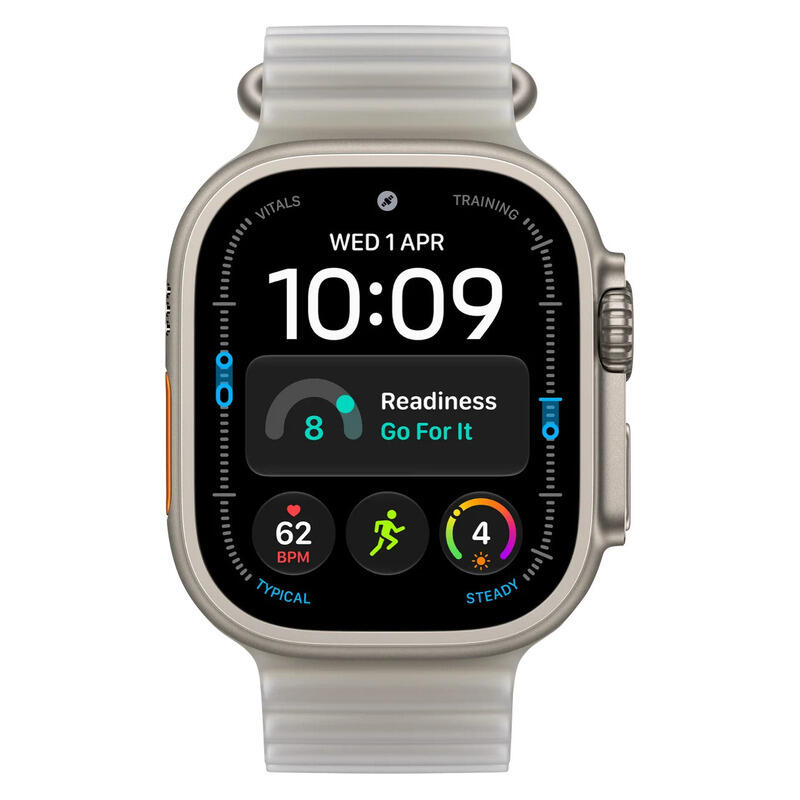 Apple Watch Ultra 4 GPS + Cellular 49mm Natural Titanium Case with Translucent Grey Ocean Band
