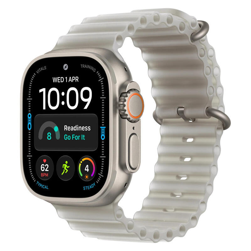 Apple Watch Ultra 4 GPS + Cellular 49mm Natural Titanium Case with Translucent Grey Ocean Band