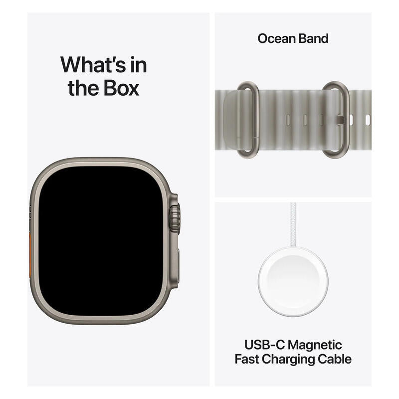 Apple Watch Ultra 4 GPS + Cellular 49mm Natural Titanium Case with Translucent Grey Ocean Band
