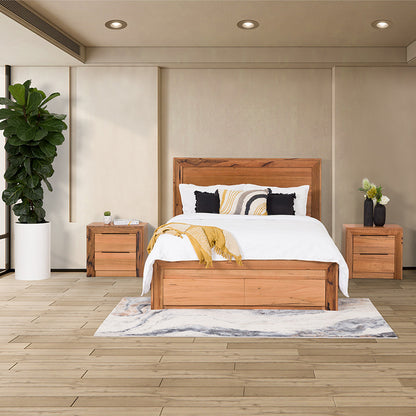 Arbor Queen Timber Storage Bed - Marri/Natural