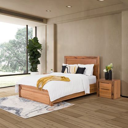 Arbor Queen Timber Storage Bed - Marri/Natural