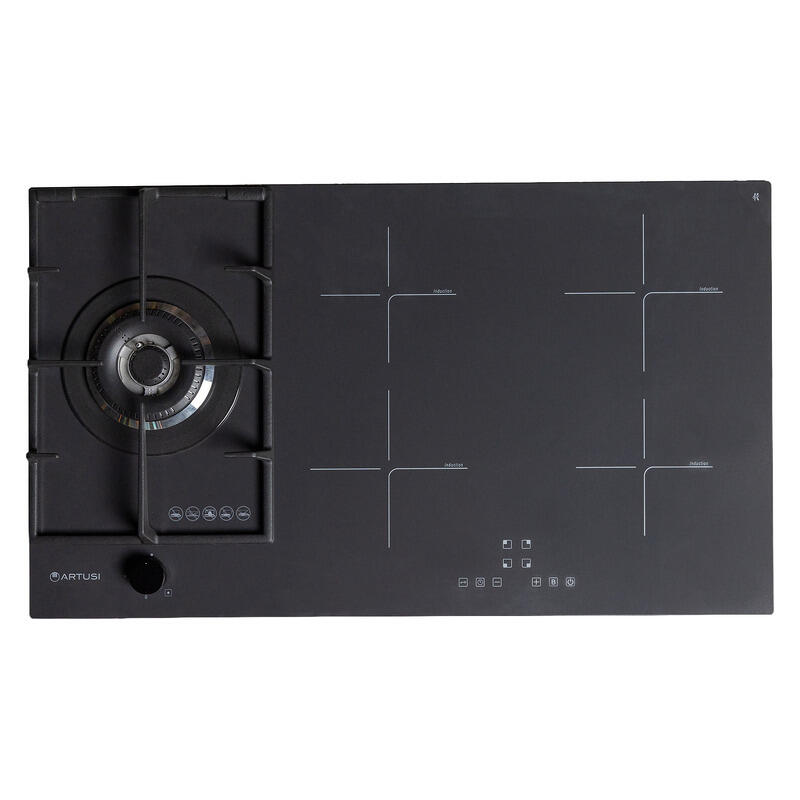 Artusi 90cm 1-Burner Gas & 4-Zone Induction Dual Fuel Cooktop - Nano Matte Black