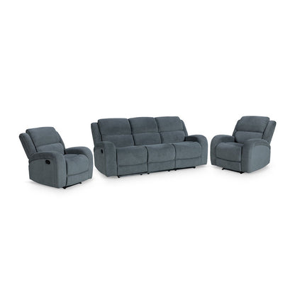 Asper Single Manual Recliner Armchair - Easton Grey Fabric