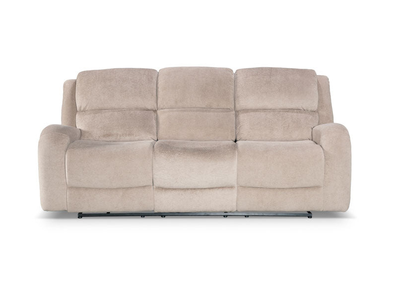 Asper 3 Seater Sofa Lounge with Manual Recliner - Easton Latte Fabric