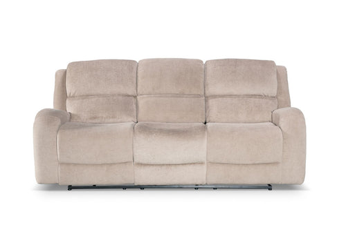 Asper 3 Seater Sofa Lounge with Manual Recliner - Easton Latte Fabric