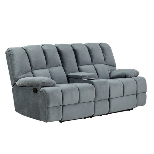 Augustus 2 Seater Fabric Recliner Sofa - Dark Grey