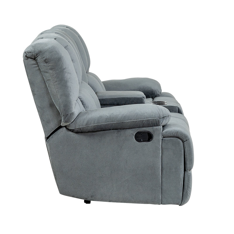 Augustus 2 Seater Fabric Recliner Sofa - Dark Grey