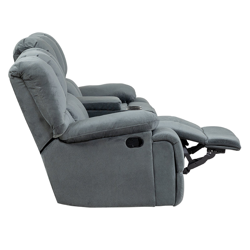 Augustus 2 Seater Fabric Recliner Sofa - Dark Grey