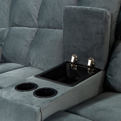 Augustus 2 Seater Fabric Recliner Sofa - Dark Grey