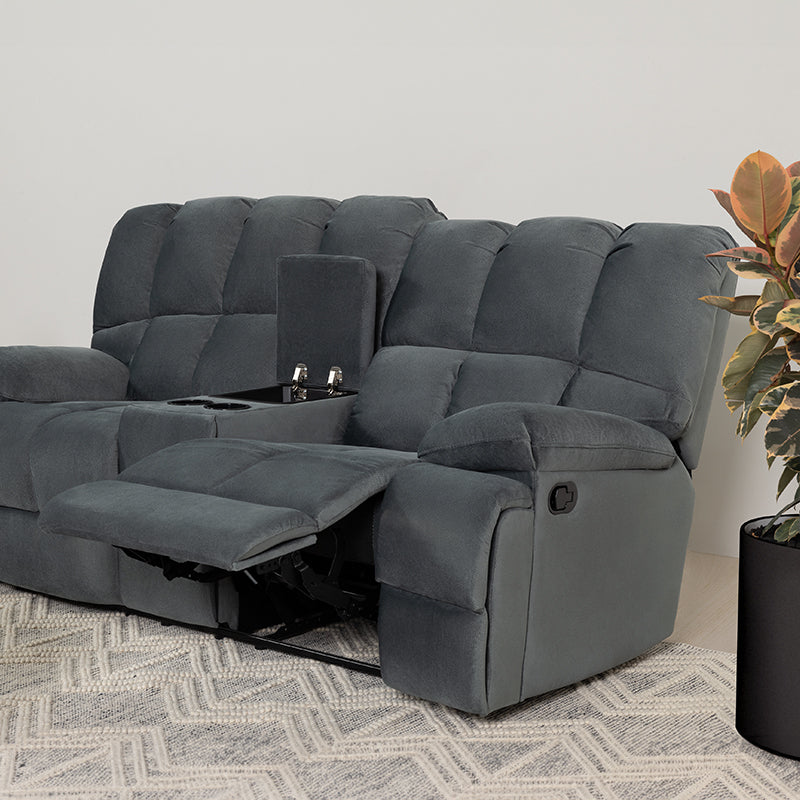 Augustus 2 Seater Fabric Recliner Sofa - Dark Grey