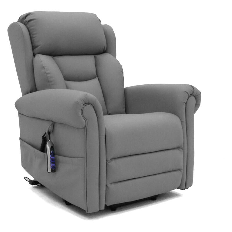 Avante Bolton Lift & Recline Arm Chair in Shale Leather - Standard Sized