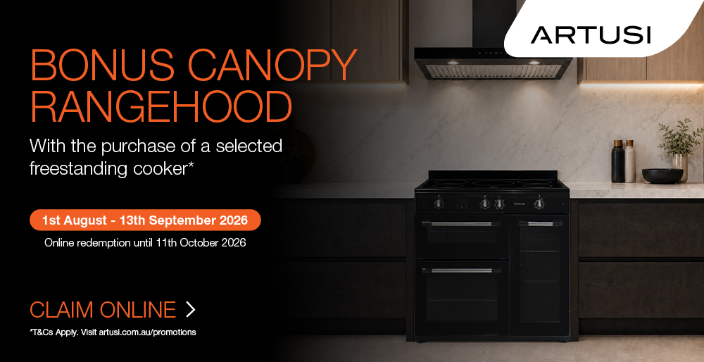 Purchase select Artusi Cooker and be eligible for Bonus Canopy Rangehood