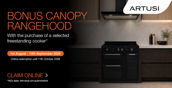 Purchase select Artusi Cooker and be eligible for Bonus Canopy Rangehood