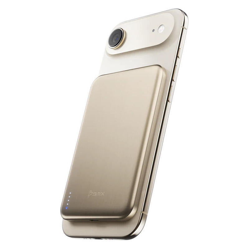 BMX 5,000mAh SolidSafe Air Magnetic Power Bank - Gold - 20W, Qi2 Wireless