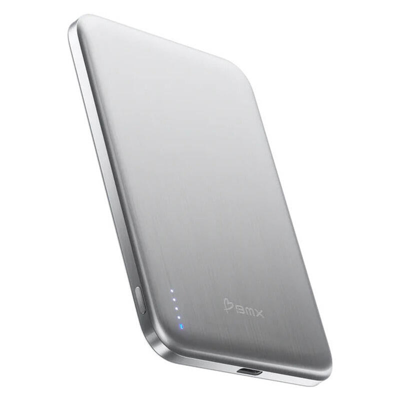 BMX 5,000mAh SolidSafe Air Magnetic Power Bank - Silver - 20W, Qi2 Wireless