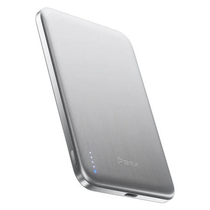 BMX 5,000mAh SolidSafe Air Magnetic Power Bank - Silver - 20W, Qi2 Wireless