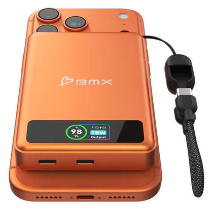 BMX 10,000mAh SolidSafe Magnetic Power Bank - Orange - 30W, Qi2 Wireless with Display